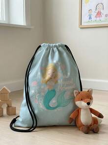 1pc Drawstring Closure Backpack, Multi-Scenario, Super Capacity, Ultra-Lightweight, Printed With Mermaid Pattern, Suitable For Sports, Fitness, Travel, Swimming, Beach, Unisex - Multicolor - View 3
