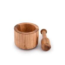 Samhita Acacia Wood Mortar And Pestle For Garlic Pepper Herb Crusher Kitchen Utensils Birthday Housewarming Gift Mortar- 4" X 3" Pestle- 55" - White - View 3