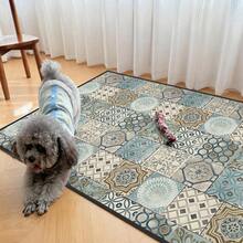 1pc Vintage Tile Pattern Pet Feeding Mat - Easy To Clean, Suitable For Cats And Dogs, Fits Home Decor, Great Gift And Holiday Decoration - Multicolor - View 7