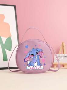 1pc Girls' Cute Fashion Mini Round Bag, Adorable Printed Faux Leather Crossbody Shoulder Bag With Rabbit, Cat, Unicorn Designs, Ideal Birthday Gift - 2221 Blue Rabbit - View 9