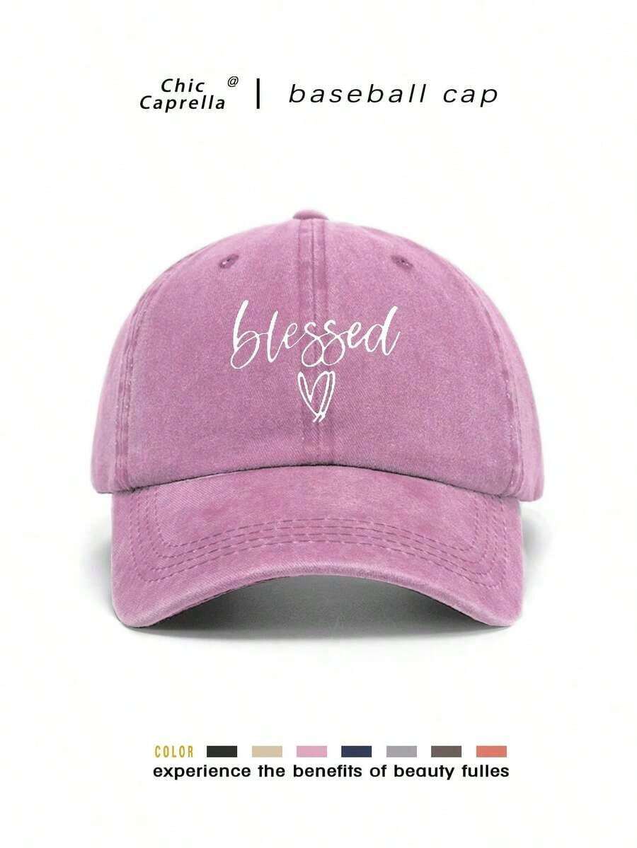 1pc Printed Washed Vintage Unisex Baseball Cap, Suitable For Men And Women, Versatile For Spring, Summer, Autumn, Winter, Suitable For Back To School, Parties, Beach, Travel, Christmas, Weddings, Outdoor Casual, Students, Teachers, Gift, Classic American Y2K Style, Casual Headwear, Available In Pink, Black, Green - Xám - Xem 1