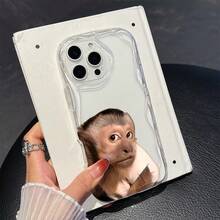 1个趣味TPU材质猴子表情图案透明奶油波纹加厚防摔精准开孔镜头保护手机壳，适用于防摔防震镜头全覆盖保护，时尚高端，男女皆宜，是时尚爱好者的理想之选，简约时尚的手机壳，兼容/Galaxy////Transsion等品牌。 - 無色 - 查看 1