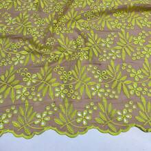 Two-Tone Embroidered Lace Fabric, 100% Cotton, 1.35m (Width) - Bege - Ver 4