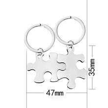 Customized Name Personalized Keychain, In-Stock Blank Stainless Steel Couple Puzzle Pendant, Valentine's Day Gift Keychain - Multicolor - View 4