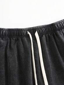 Men's Printed Vintage Washed shorts, Loose Fit, Casual Street Style, A Must-Have For The Gym. - Negro 2 - Ver 5