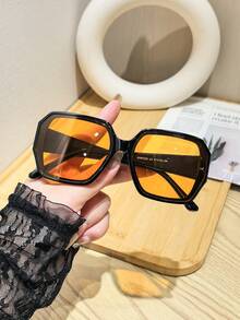 1 pieza Gafas de moda para mujer, diseño de marco cuadrado retro casual, estilo callejero retro de los 90, perfectas para vacaciones, fiestas y salidas diarias con estuche - Multicolor - Ver 5