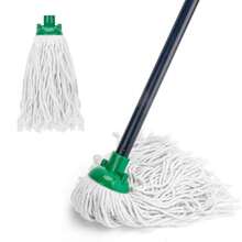 Mop For Floor Cleaning2 Pcs Cotton String Wet Mops Replacement Head Compatible With Microfiber Cloth Mop Refill And 0.8" Diameter Mops Handle Green 1 Handle And 2 Heads - Green - 查看 3