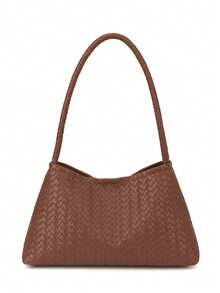 一款多功能休闲大容量编织包，一款现代风格的女士包，2026新款腋下斜挎包 - 棕色 - 查看 13