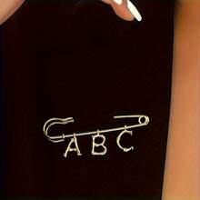 1件装奢华几何设计竹结字母简约百搭男女通用胸针配饰 - 彩色 - 查看 3