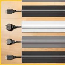 1pc PVC Self-Adhesive Cable Protector, Wear-Resistant Anti-Tripping Wall-Mounted Floor Cable Organizer - A - View 5