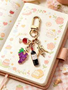 1pc Silver-Tone Wine Glass Shaped Bottle Opener Keychain, Suitable For Heavy Duty Vehicles, Wallets, Gifts For Wine Lovers, Car Decor, Maintenance-Free - Multicolor - View 10