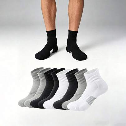 1/6/12 Pairs Heel Gripping Sports Socks, Contrast Stripe Design, Suitable For Daily Commute And Workout