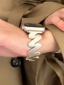 1pc Stainless Steel Mesh Band Compatible With Apple Watch - Beige - View 3