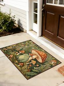 1pc Spring/Summer New Arrival, Woodland Mushroom & Frog Theme Entrance Mat, Comfortable Home Printed Pad, Absorbent Soft Skin-Friendly Carpet, Spring/Summer Bestselling Decorative Rug, Doormat, Small Rug, Welcome Mat, Carpet, Floor Mat, Outdoor Doormat, Kitchen Rug, Home Decor, Front Door Mat, Area Small Rug, Outdoor Mat - Multicolor - View 3