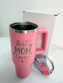 1 Piece, The Best Gift For The Best Mom, 40oz Insulated And Cold-Resistant Cup, Cups With Lids And Straw, With Handles, 304 Stainless Steel Material, Mother's Day Gift Ideas, Mother's Birthday Gift Ideas - 粉色 - 查看 9