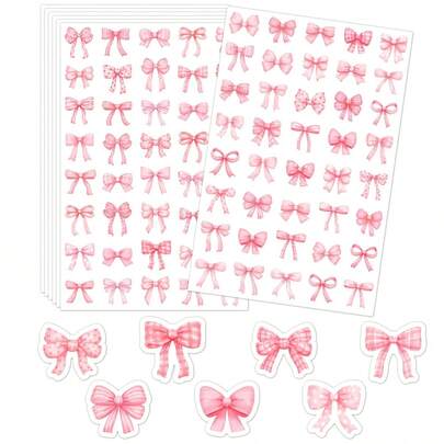 10张粉色蝴蝶结涂鸦贴纸，办公用品，教师奖励，鼓励，可用于装饰水瓶、手机壳、头盔、剪贴簿等，DIY用途广泛。