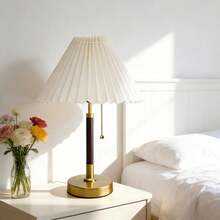 1PCS  3 Color Temperature LED Bedside Lamp Fabric Lampshade Nightstand Light Solid Wood & Brass Material Modern Table Lamp Great For Christmas Halloween Easter Thanksgiving New Year Festival Atmosphere Decor - 美規A型插(110-127V) - 查看 12