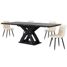 Extendable Dining Table, Dining Table, Kitchen Table, Balcony Table, Wooden Dining Table, Extendable Dining Table, 120–160 Cm, Seats Up To 6 People, Black - Black - View 4