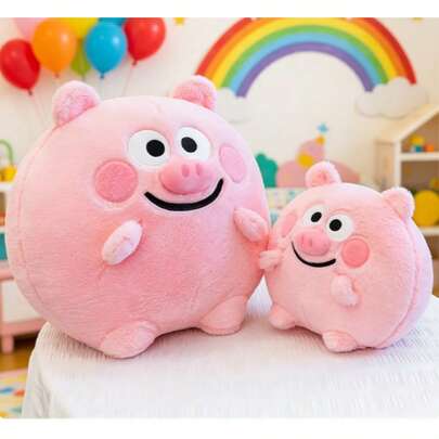 Cartoon Smiling Pig Plush Doll, Available In Small And Large Sizes, Bedroom Decor / Sleep Aid, Soft And Cute Fabric, Smooth And Comfortable Feel, Good Resilience, Can Be Used As Desktop Decor, Bed Pillow, Window Cushion, Waist Pillow, Stuffed And Fluffy, Abundant Ceremony, Great Gift For Friends, Girlfriends, And Birthday