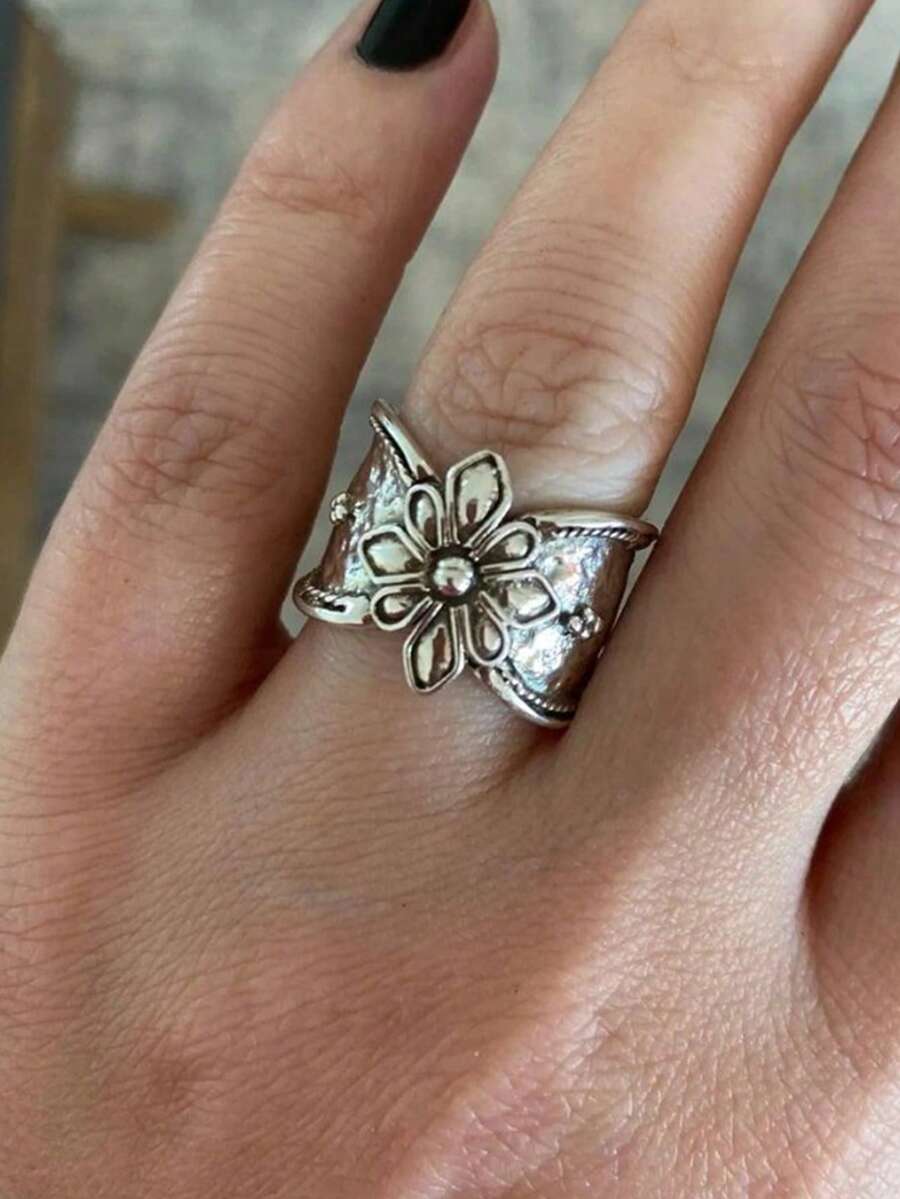 1PC Fashionable Retro Geometric Silver Ring, Simple And Versatile Everyday Ring For Women, Jewelry Gift - Ring - View 1