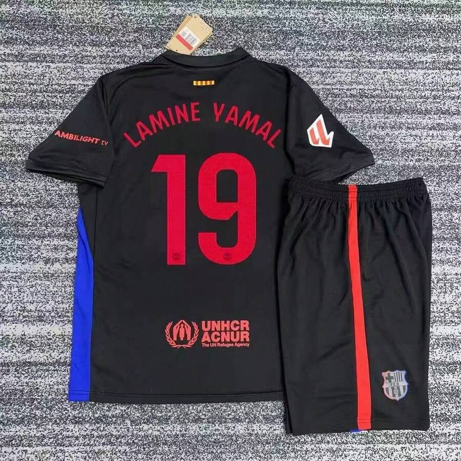 2024/25 Barcelona Away Black Jersey #19  Fan Version Set - Màu Đỏ Sâu - Xem 1