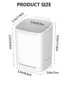 1pc Wall Mounted Toothbrush Holders,Removable Drill-Free Wall Shower Holder For Toothbrush,Toothpaste, Razor, Self-Draining Self Adhesive Cup In Shower, Kitchen Tableware Organizer(White) - White - View 2