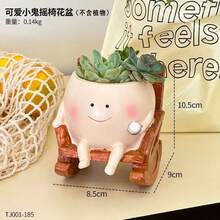 1pc Glossy Swinging Face Planter, Small Indoor/Outdoor Hanging Planter, Cute Hanging Peperomia/Succulent Planter, Happy Resin Succulent Planter - A - View 6