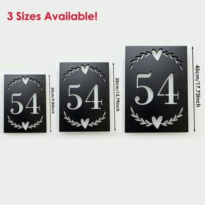 3 Size Options! Custom Metal House Number Sign With Elegant Olive Wreath - Black House Numbers & Address Plaque - Metal House Number Sign