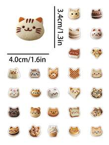 60张猫咪面包甜点贴纸，超逼真猫咪造型糕点，可爱食物贴纸，防水PVC材质，适用于手机壳、水瓶、笔记本电脑、日记本、笔记本和剪贴簿，日记用品，桌面小物，可爱贴纸剪贴簿用品 - 多色 - 查看 4