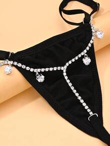 1件镶钻菱形设计内衣，女士日常百搭单品 - STL3892銀色 - 查看 6