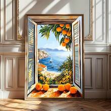 1pc Open Window Henri Matisse Print Poster Henri Mediterranean Sea Orange Tree Coastal View Canvas Painting Home Living Room Decor - Multicolor - View 1