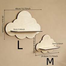 Nordic Style Cloud-Shaped Wall Shelf, Decorative Storage Rack For Kids Room, Cute Floating Ledge - Wood Color - View 15
