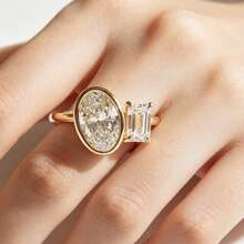 Anillos de pareja con diseño geométrico circular, regalo de joyería para el Día de San Valentín - Amarillo - Ver 9