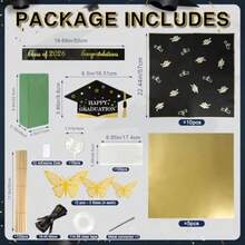 QY- Class Of 2026 Graduation Gift Graduation DIY Money Bouquet With Butterflies Floral Wrapping Papper Flower Bouquet Kit For Middle High School College DIY Grad Gift Black Gold -9929 - As Pic - View 3