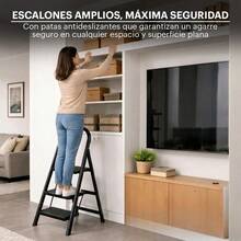 Steel Folding And Portable Tubular Step Ladder With 3 Steps - Negro1 - View 5