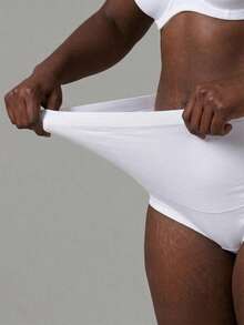 1pc High Waist Ultra-Thin Ice Silk Seamless Lifting & Slimming Comfortable Plus Size Women Briefs, Suitable For Spring & Summer - White - View 6