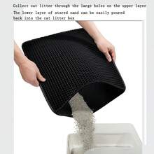 1pc EVA Double-Layer Integrated Single-Hole Cat Litter Mat, Suitable For Small, Medium And Large Cat Litter Boxes, Waterproof Cat Litter Cleaning Mat, Double-Layer Honeycomb Design Helps Collect Waste, 1.2cm Thick Cat Litter Box Mat - Black - View 10