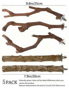 5pcs Bird Perch Set, Parrot Stand, 3pcs Grape Wood Perches, 2pcs Stands, Claw Grinder, Tiger Stripe Parrot Chew Stick, Training Branches, Suitable For Cockatiel, Small & Medium Birds - View 11