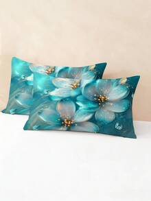Blissful Bedding 三件套雨滴蓝花卉图案被套组，包含 1 个被套和 2 个枕套，采用 100% 涤纶面料，高清印花，柔软舒适，适用于卧室、客房、度假和露营。 - 彩色 - 查看 6