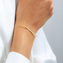 Pulsera larga personalizada y elegante para mujeres, chapada en oro de 18K, con nombre en inglés personalizable - Estilo bohemio, regalo perfecto para ella: cumpleaños, Día de la Madre, Navidad, San Valentín y graduación - Multicolor - Ver 3