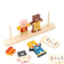 1 Set Mainan Edukasi Awal Kognitif Pengenalan Warna, Boneka Beruang, Mendandani, Memilah Bentuk, Menyusun Manik-manik, Mainan Kayu untuk Melatih Pencocokan - MultiWarna - View 6