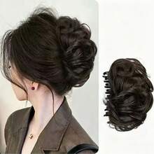 Chignon synthétique pour femmes, extension de cheveux bouclés élégants en forme de bourgeon pour coiffure relevée, convient pour le port quotidien et les occasions. Accessoires capillaires d'été, pinces à cheveux de plage, pinces à fleurs pour vacances - Multicolore - Voir 9
