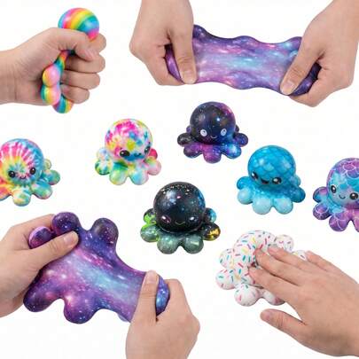 Juguete suave y brillante en forma de pulpo: juguete suave de rebote lento para aliviar el estrés, juguete sensorial adorable en forma de animal, regalo perfecto para el Día de la Madre para adultos y coleccionistas de juguetes antiestrés