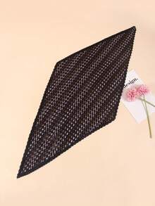 1pc Women's Versatile Bandana Scarf, Crinkle Printed, Suitable For Neck, Hair, Bag Decoration, All Seasons - Black - View 3