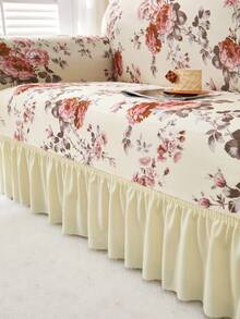 1pc Slip-Resistant Elastic Decorative Sofa Cover, Milk Silk Fabric Floral Print Skirt Design, Fit For Single/Double/Three/Four Seater Sofa, Pet-Friendly, Colorful, Suitable For Spring/Summer/Autumn/Winter - Multicolor - View 7