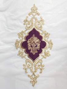 1件欧式奢华紫色天鹅绒刺绣薄纱窗帘，半透明白色薄纱窗帘，适用于客厅和卧室 - 彩色 - 查看 4