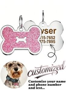 1pc Personalized Pet ID Tag, Customizable Dog Name Plate, Customizable Cat Tag, Pet Collar Pendant, Exquisite Pet Accessory - Multicolor - View 2