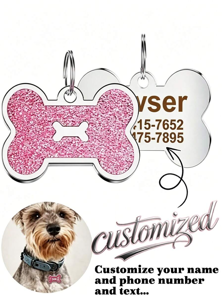 1pc Personalized Pet ID Tag, Customizable Dog Name Plate, Customizable Cat Tag, Pet Collar Pendant, Exquisite Pet Accessory