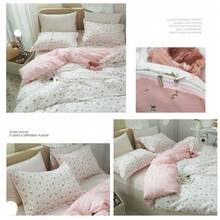 Bộ ga trải giường 2/3 món in hoa màu hồng, mềm mại, tối giản, sang trọng, nhẹ, chất liệu microfiber với khóa kéo và dây buộc, phù hợp cho mùa xuân, hè, thu, đông, dành cho bé gái, bé trai, phụ nữ, thanh thiếu niên, ký túc xá, phòng ngủ, phòng khách. - Màu Hồng baby - Xem 10