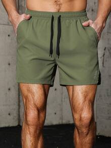 Men's Collapsible Quick-Dry Multi-Pocket Outdoor Sports Shorts - Olive Green - View 5